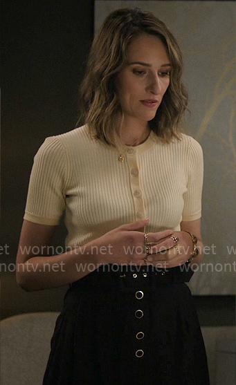 Isabella's lemon yellow cardigan on The Morning Show