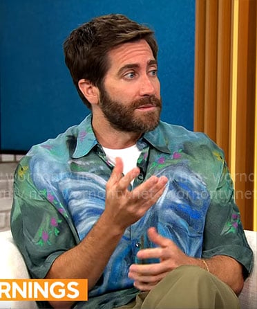 Jake Gyllenhaal's painting print shirt on CBS Mornings