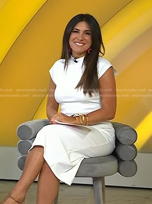 Joelle Garguilo's white short sleeve midi dress on Today