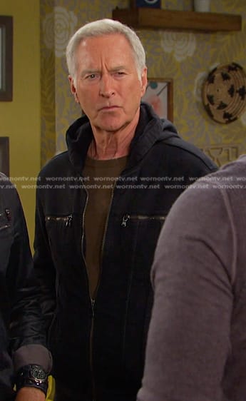 John's black hooded zip jacket on Days of our Lives