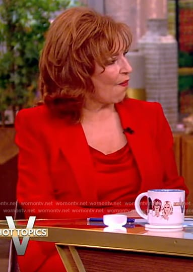 Joy's red satin cami and blazer on The View