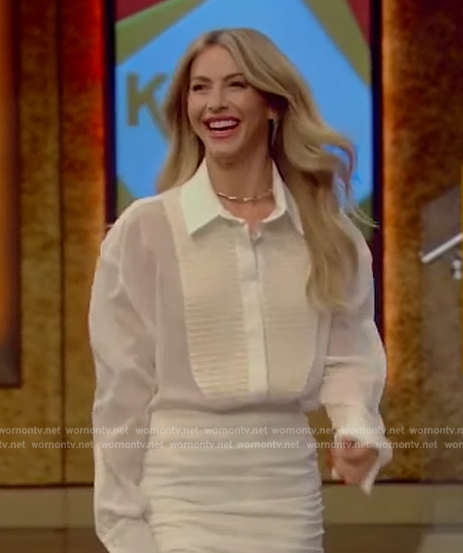 Julianne Hough's white smocked blouse on Live with Kelly and Mark
