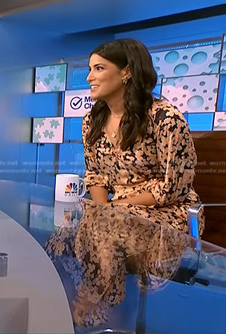 Katie Horwitch's black and orange floral dress on NBC News Daily