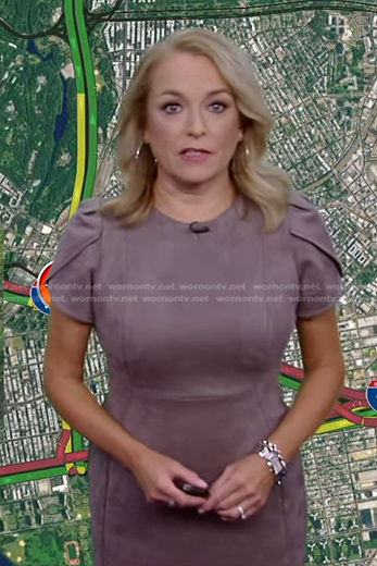 Katie McGee's grey puff sleeve suede dress on Good Morning America