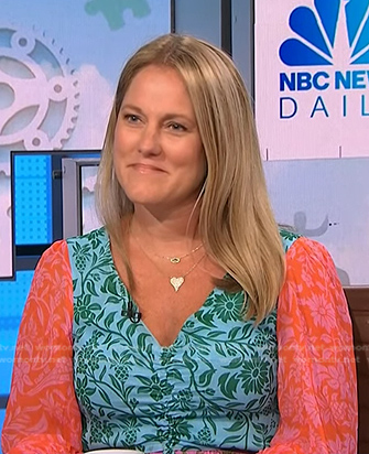 Kelley Kitley's blue and pink floral dress on NBC News Daily