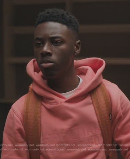Kevin's coral fear of god hoodie on The Chi