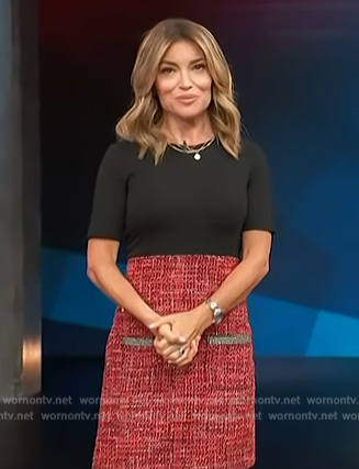 Kit's mixed media tweed dress on Access Hollywood