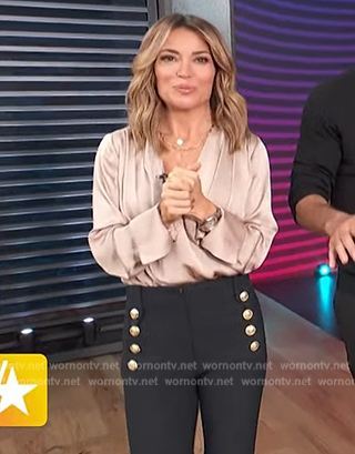Kit's beige drape wrap bodysuit on Access Hollywood