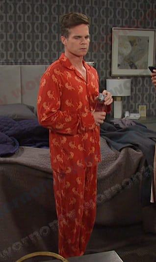 Leo's red tiger print pajamas on Days of our Lives