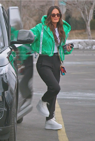 Lisa's green cropped puffer jacket on The Real Housewives of Salt Lake City