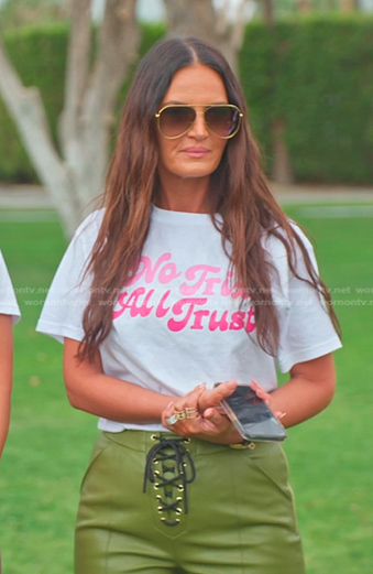 Lisa's green lace-up pants on The Real Housewives of Salt Lake City
