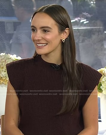 Liv Perez's brown ribbed short sleeve sweater on Today