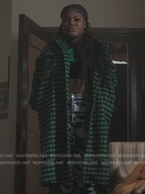 Lynae’'s green check coat on The Chi