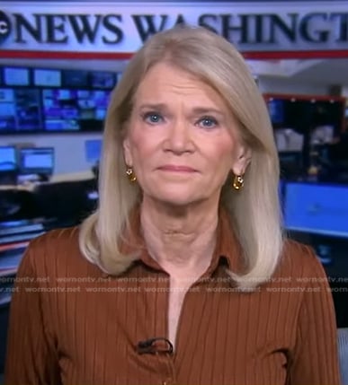 Martha's brown ribbed shirt on Good Morning America