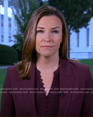 Mary's purple loop button blouse on Good Morning America
