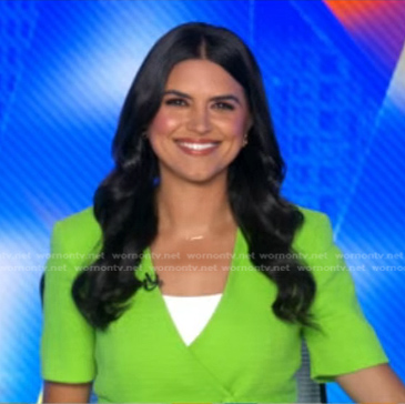 Melissa Adan's green wrap jacket on Good Morning America