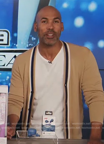 Melvin's beige contrast stripe cardigan on Extra