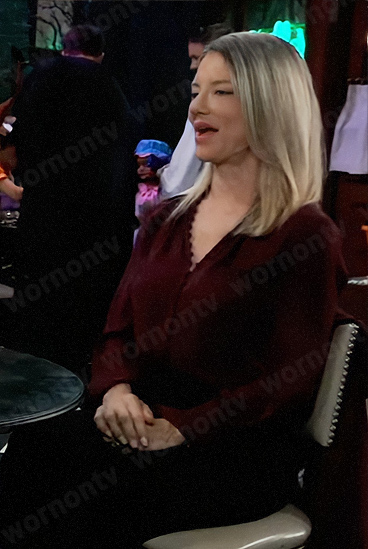 Nina's burgundy button down blouse on General Hospital