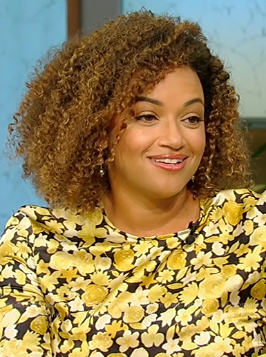 Rachel Rodger's floral print dress on Tamron Hall Show