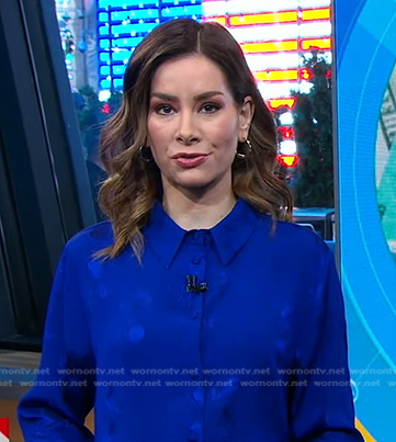 Rebecca's blue floral button down shirt on Good Morning America