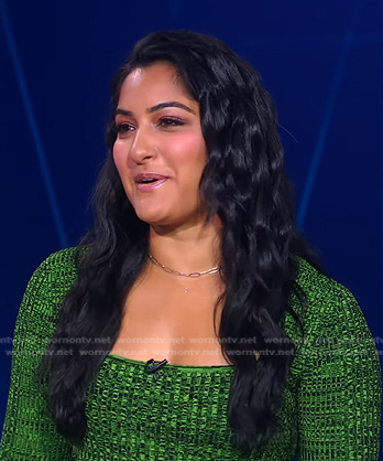 Reena's green ribbed knit dress on Good Morning America