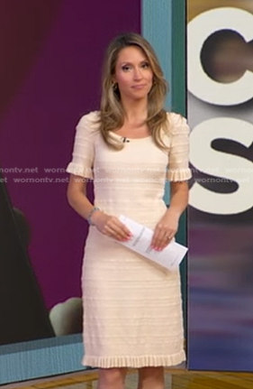 Rhiannon's ivory ribbed ruffle dress on Good Morning America