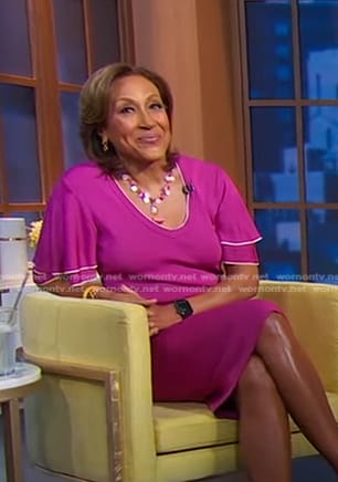 Robin's pink ruffle sleeve dress on Good Morning America