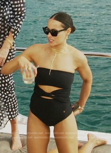 Sai's black strapless swimsuit on The Real Housewives of New York City