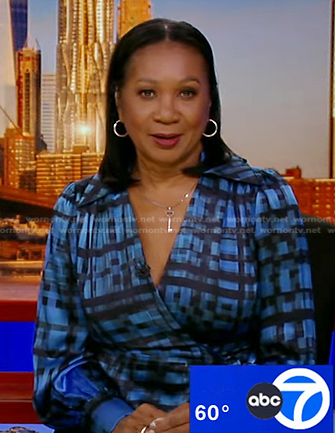 Sandra Bookman's blue plaid wrap dress on Good Morning America