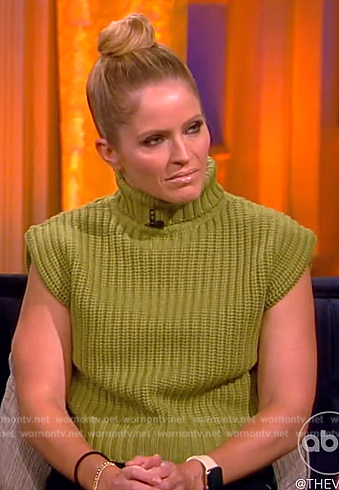 Sara's green turtleneck knit sleeveless sweater on The View