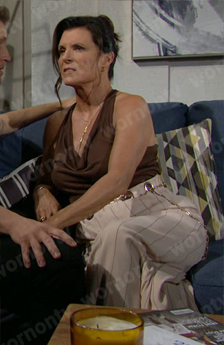 Sheila's brown cowl neck tank top on The Bold and the Beautiful