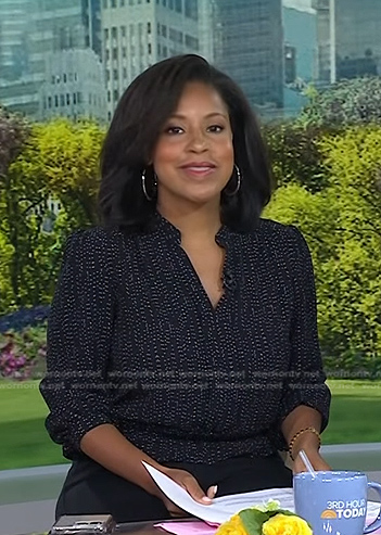 Sheinelle's black dotted blouse on Today