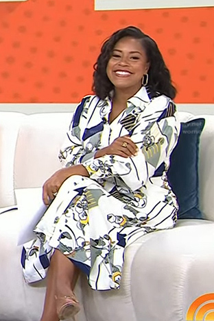 Sheinelle's white print shirtdress on Today