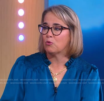 Sissy Goff's blue smocked blouse on Good Morning America