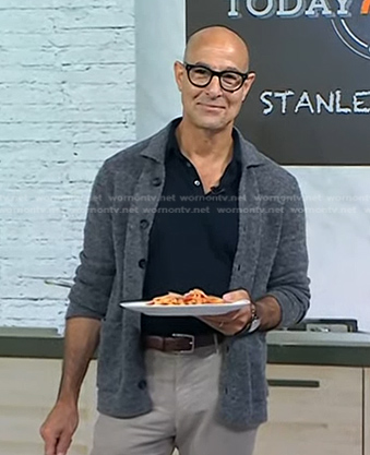 Stanley Tucci's grey cardigan on Today