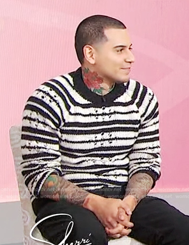 Devon Rodriguez's white striped sweater by Sherri on Sherri