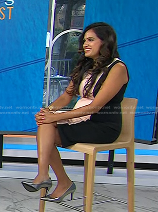 Dr. Sue Varma's black and pink colorblock dress on Today