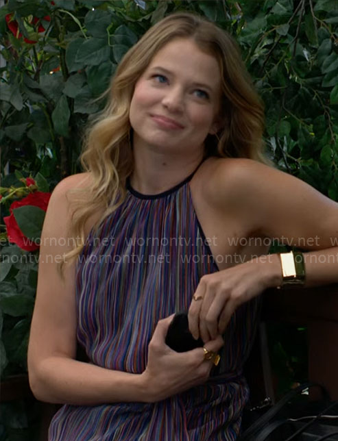 Summer's multicolor print tie waist top on The Young and the Restless