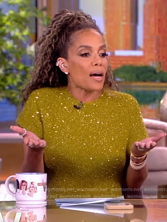 Sunny's green metallic dress with slits on The View