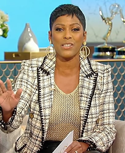 Tamron's tweed blazer on Tamron Hall Show