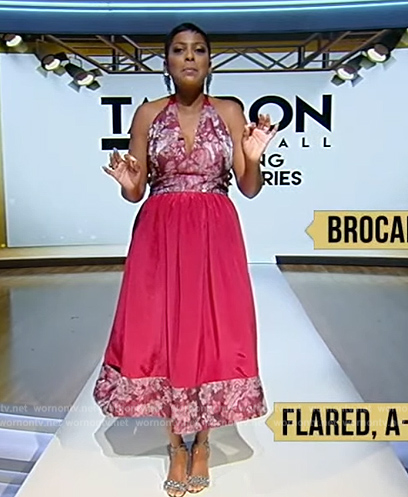 Tamron's floral halter neck dress on Tamron Hall Show