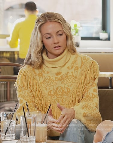 Taylor's yellow fringe turtleneck sweater on Southern Charm