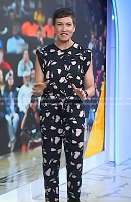 Stephanie's black floral jumpsuit on Today