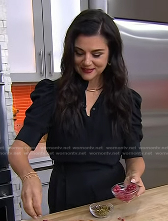 Tiffani Thiessen's black puff sleeve blouse on Today