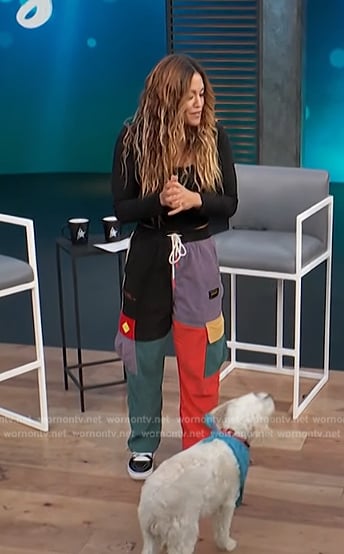 Tori Nishino's colorblock pants on Access Hollywood