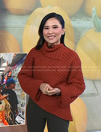 Vicky's brown ribbed asymmetric sweater on Today