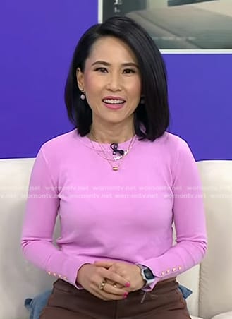 Vicky's pink button cuff sweater on Today