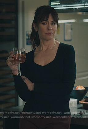 Wendy's black puff sleeve sweater on Billions