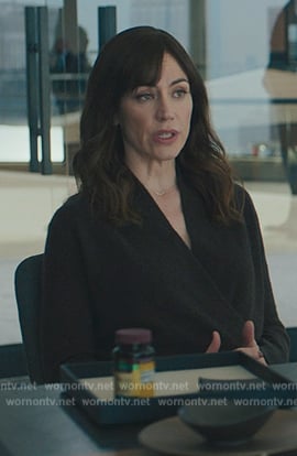Wendy's black wrap cashmere sweater on Billions