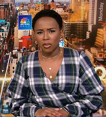 Zinhle's plaid wrap top on NBC News Daily